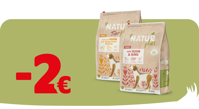 2€ Rabatt auf NATRURplus Trockenfutter für Hunde (2kg)