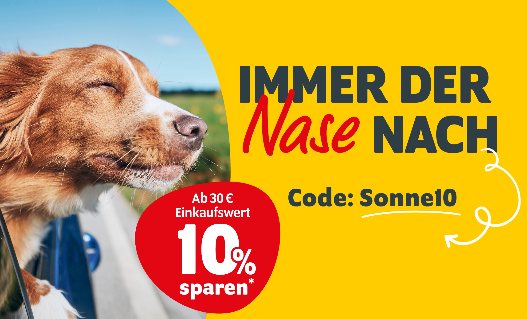Immer der Nase nach: 10 % ab 30 € Einkaufswert im Markt und online