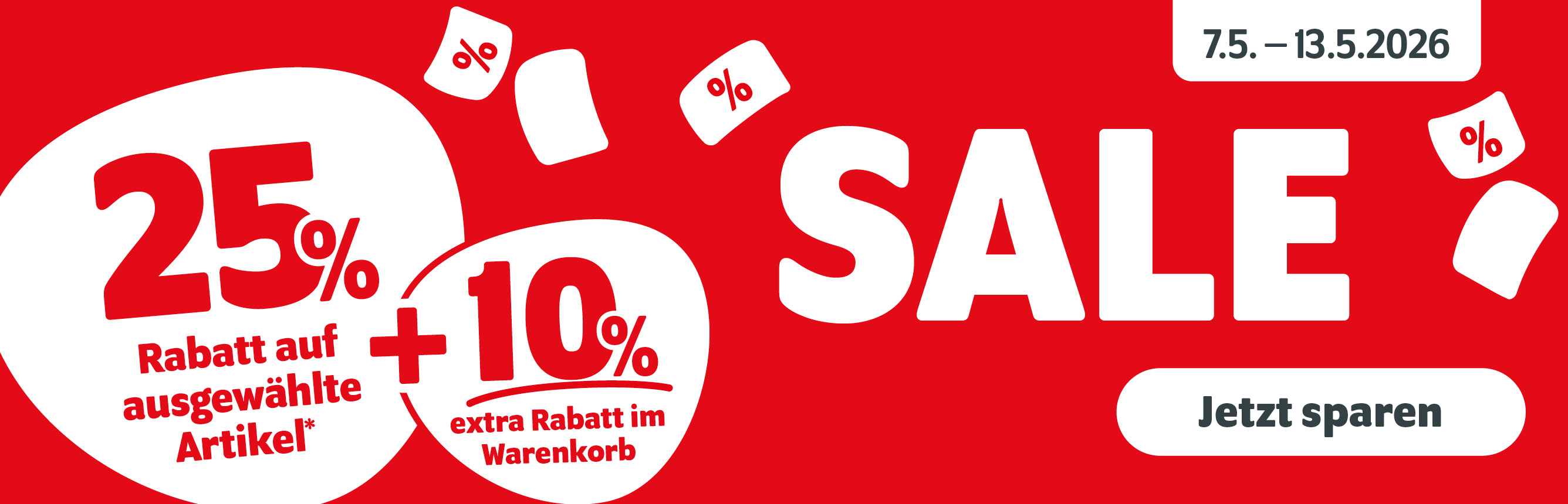 Sale im Onlineshop: 25% Rabatt + zusätzlich 10% für kurze Zeit
