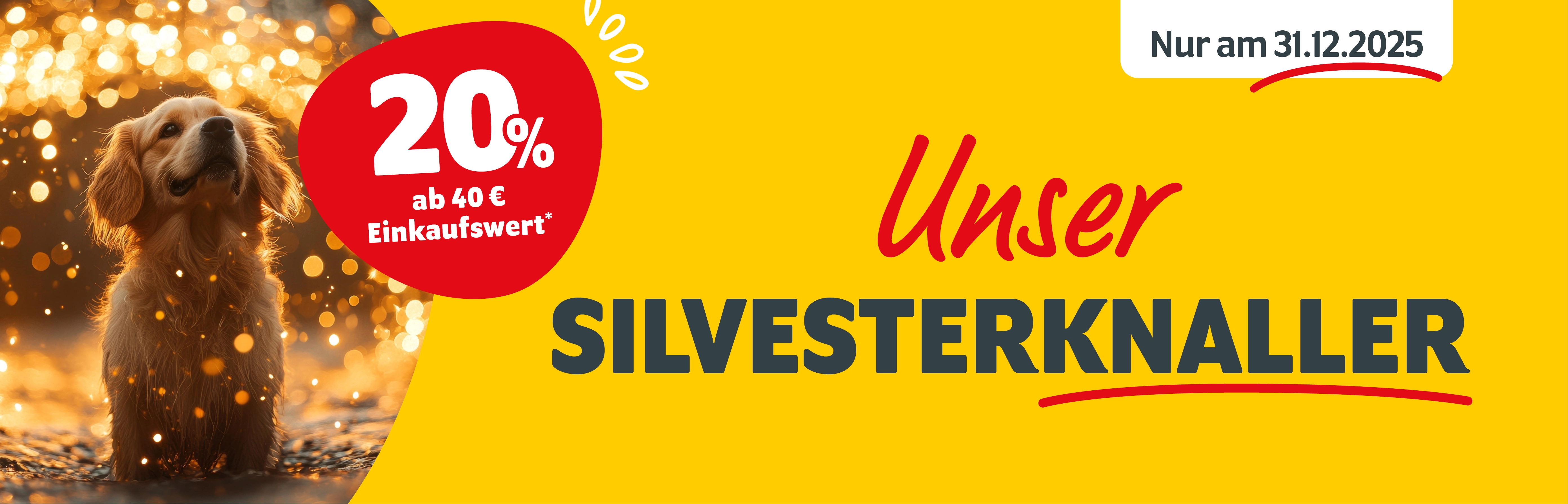 Unser Silvesterknaller: 20% ab 40€ Einkaufswert mit dem Code SILVESTER