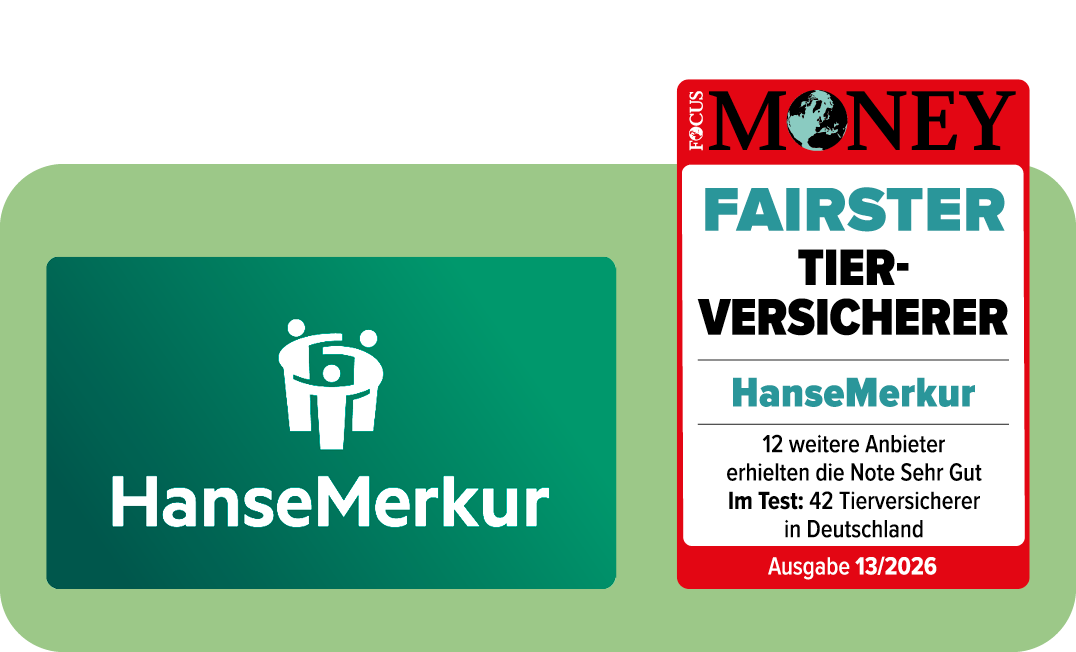 Ausgezeichnete Tierversicherungen der HanseMerkur mit einem Siegel für den fairsten Tierversicherer