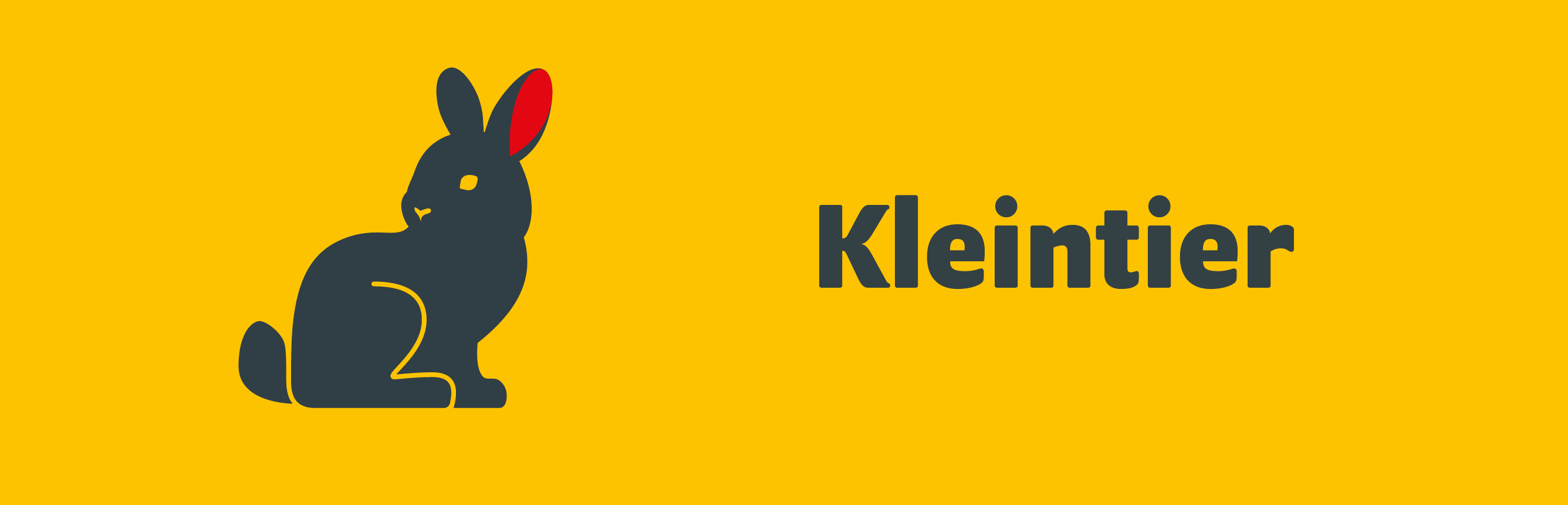 Kategorie Kleintier mit einem schwarzen Hasen auf gelbem Hintergrund