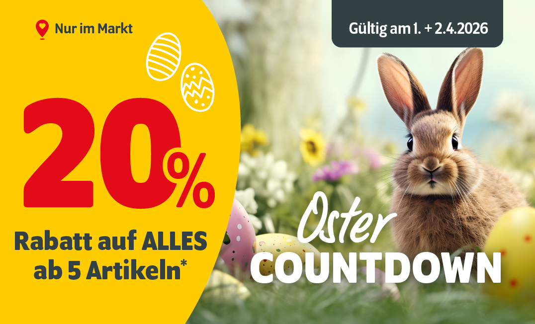 Oster-Countdown mit 20% ab 5 Artikeln bei DAS FUTTERHAUS vom 1. April bis 2. April 2026