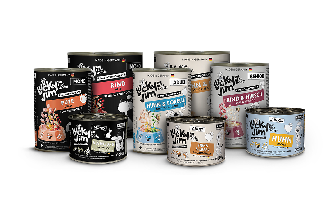 Neuheiten: Lucky Jim Nassfutter in verschiedenen Sorten und Größen
