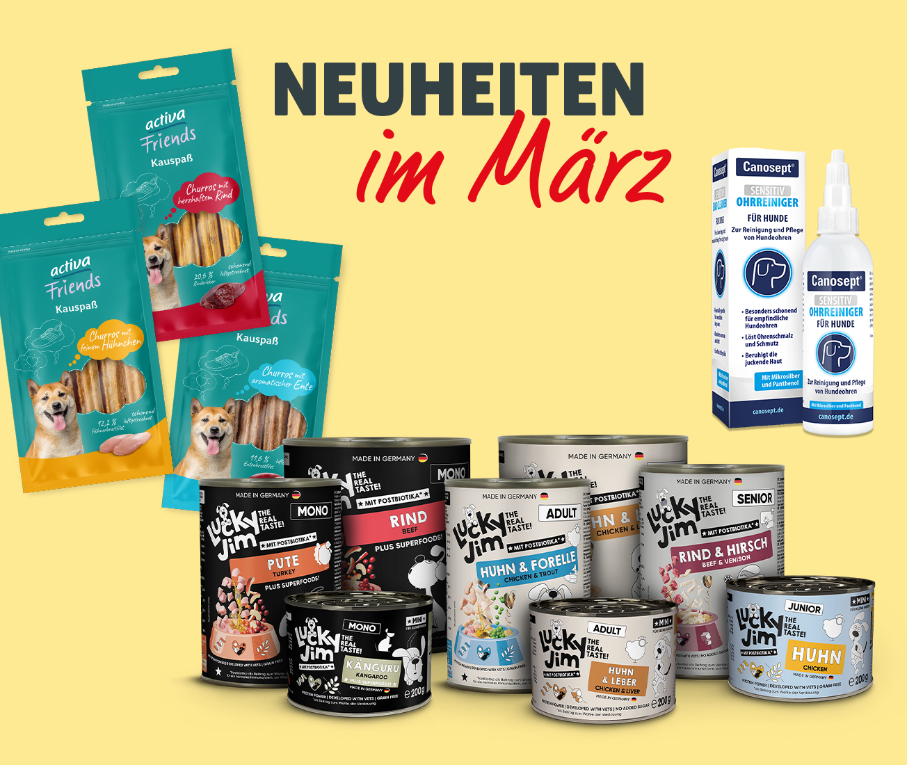 Neuheiten im März mit activa Friends, Lucky Jim und Canosept